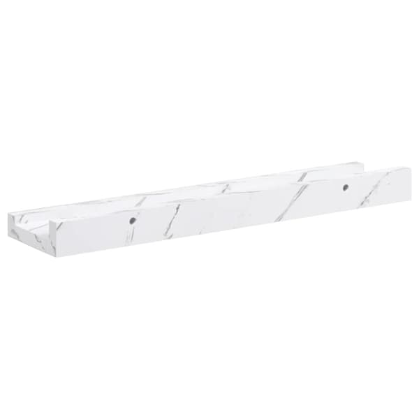 Vägg hylla Väggmonterat 4 pcs Vit marmor 40 x 9 x 3 cm