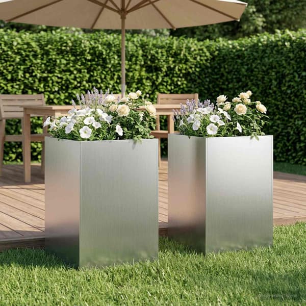 Trädgårdsplanterare 2 st Silver 50 x 50 x 75 cm