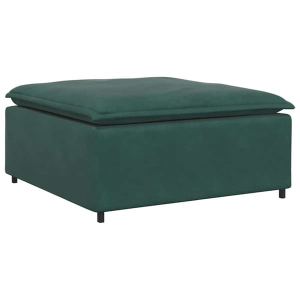 Modulsoffa med fotpall och dynor sammet mörkgrön