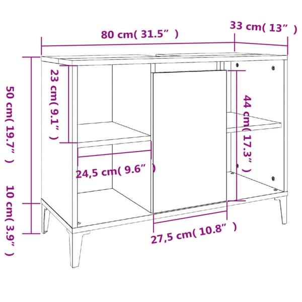 Tvättställsskåp vit 80x33x60 cm konstruerat trä