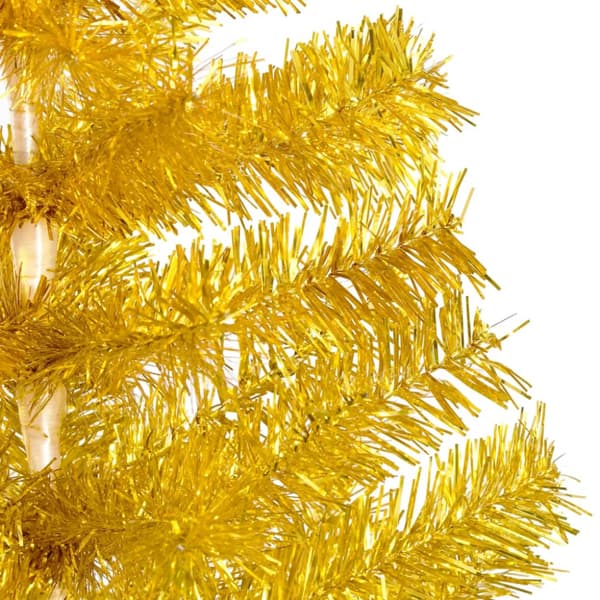 Belyst plastgran med kulor guld 240 cm PET