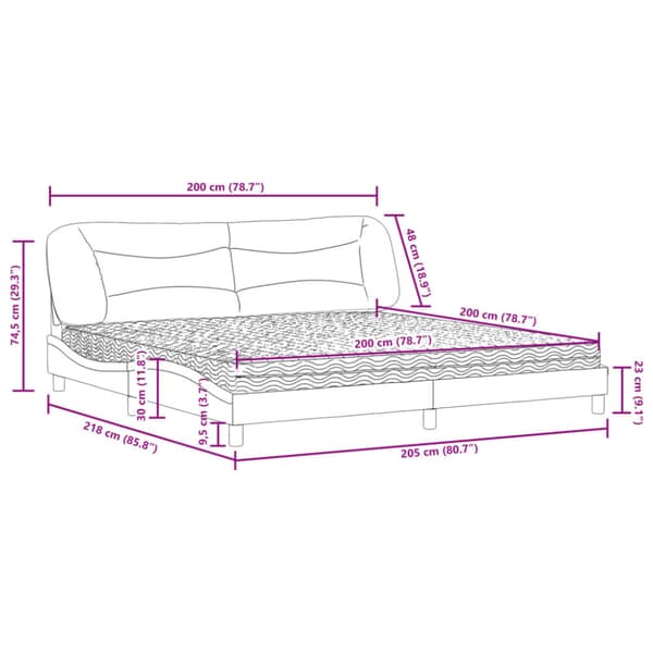 Bed with Mattress "Hvar" Blue 200x200 cm Fabric