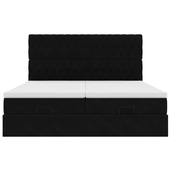 Ottoman sängram med madrasser svart 200x200 cm sammet
