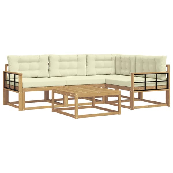 Utomhussoffset 5 pcs Vit och grädde 79 x 79 x 37 cm Polyester