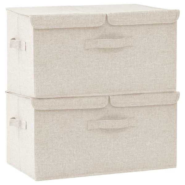 Förvaringslåda 2 st tyg 50x30x25 cm gräddvit