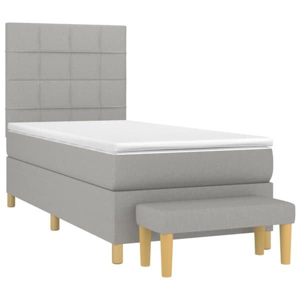Ramsäng med madrass ljusgrå 100x200 cm tyg