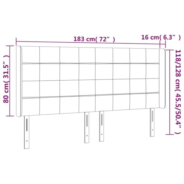 Sänggavel LED grön 183x16x118/128 cm sammet