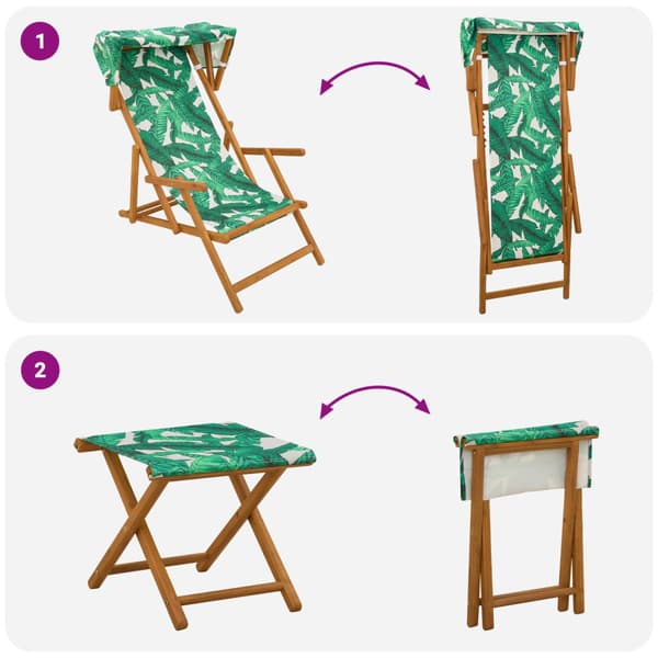 Deck Chair 4 st 3 Position Massiv Eukalyptus Trä Bladmönster