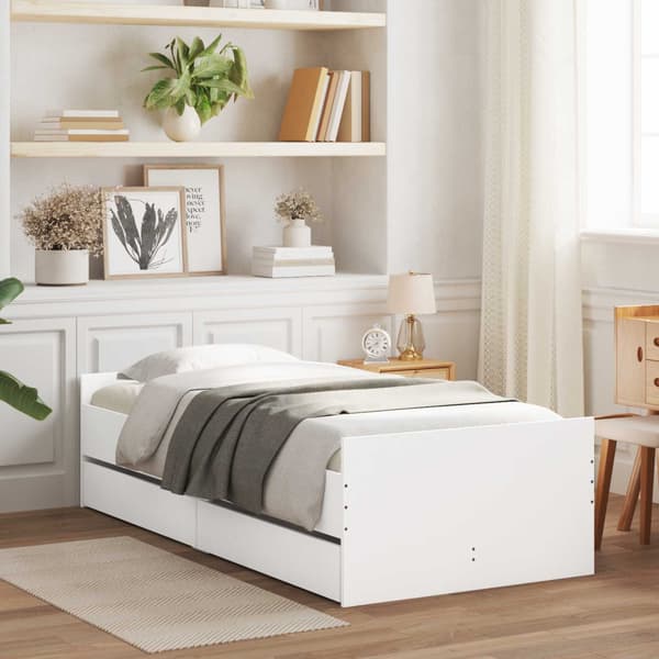 Sängram med förvaring Vit 80 x 200 cm Konstruerat trä