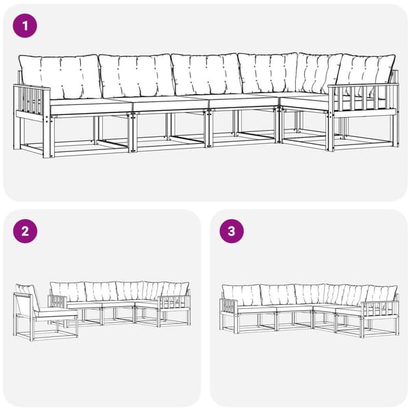 Utomhussoffset med kudde 5 pcs Naturlig och Beige