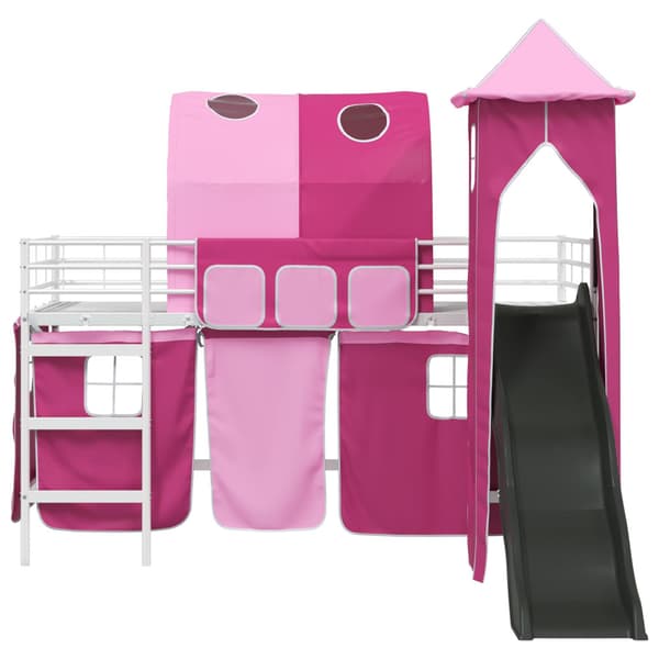 Barns loft sängram Vit och Rosa 90 x 200 cm Metall