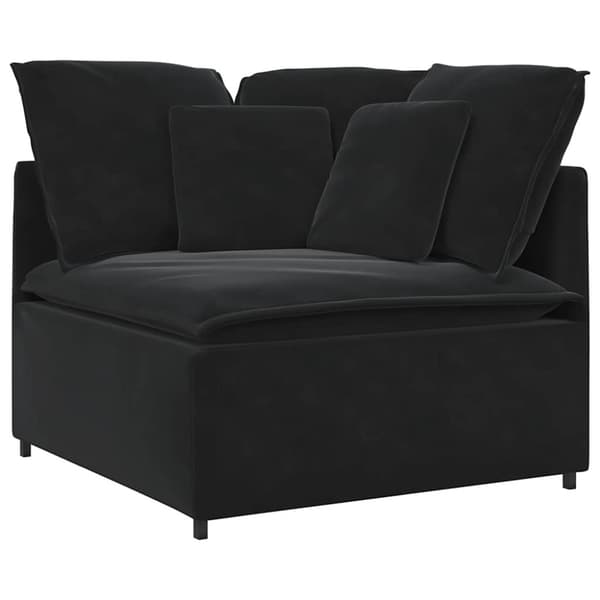 Modulsoffa med kuddar sammet svart