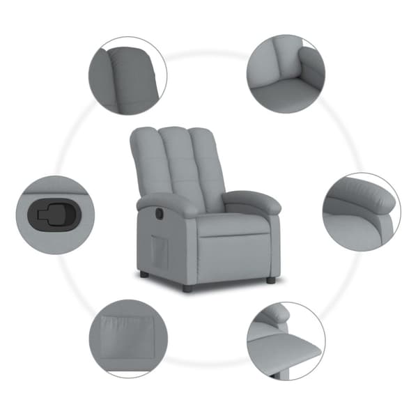 Reclinerfåtölj ljusgrå tyg