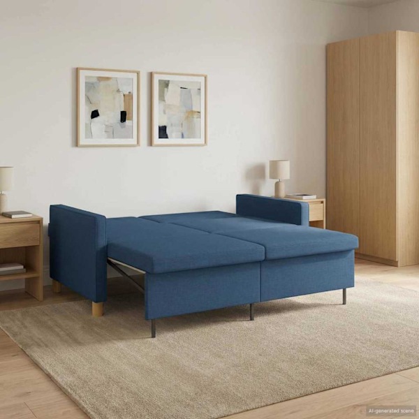 Pull Out Sofa Bed Blå Tyg