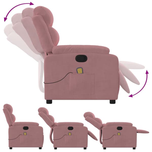 Massagefåtölj rosa sammet
