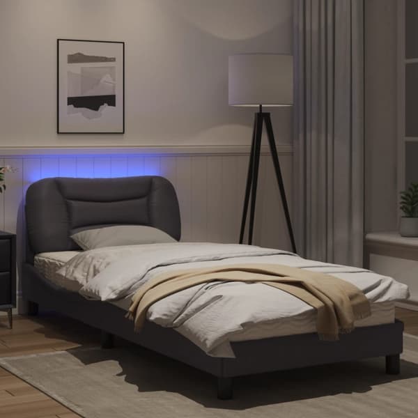 Bed Frame with LED without Mattress "Hvar" Grey 90x200 cm