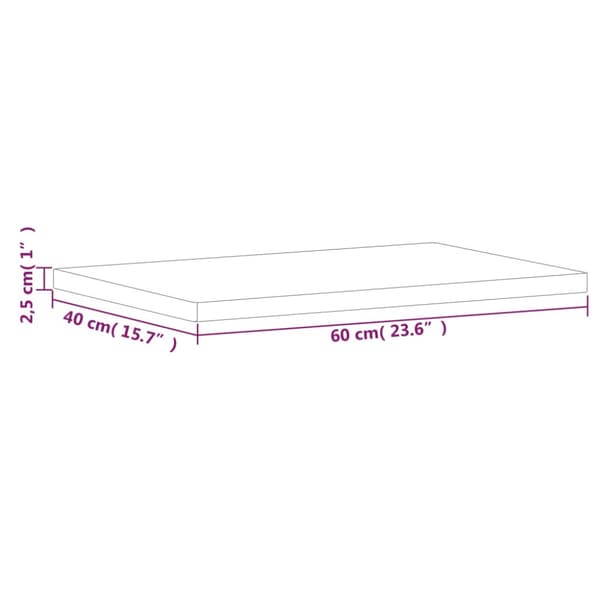 Bordsskiva 60x40x2,5 cm rektangulär massivt bokträ