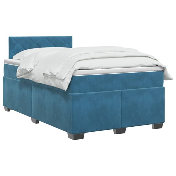 Boxspring säng med madrass och LED Blå 120 x 190 cm Sammet