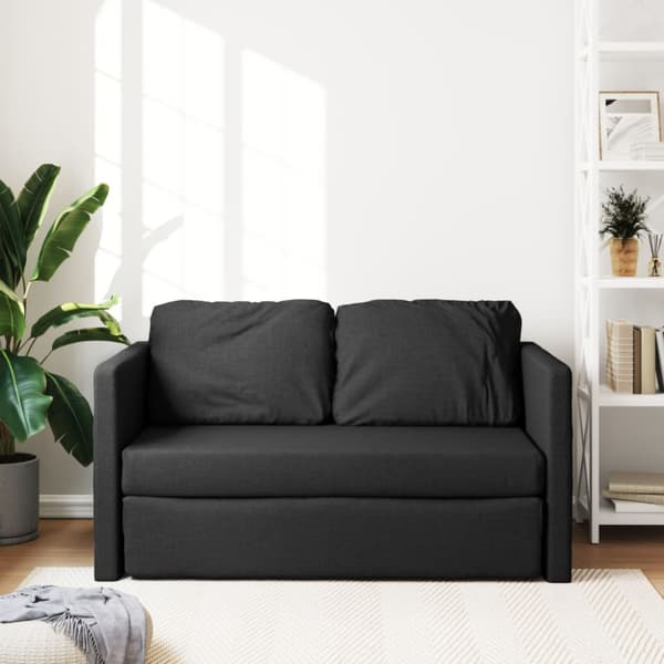 Golvbäddsoffa 2-i-1 svart 112x174x55 cm tyg