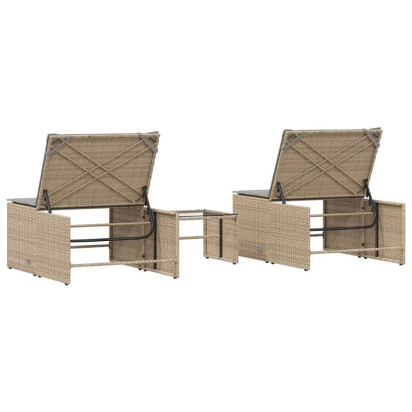 Solstolar 2 st med bord beige konstrotting