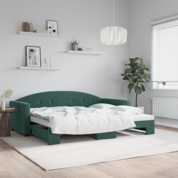 Dagbädd utdragbar mörkgrön 90x200 cm sammet