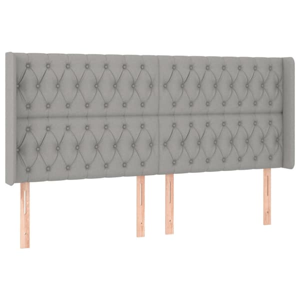 Ramsäng med madrass & LED ljusgrå 200x200 cm tyg