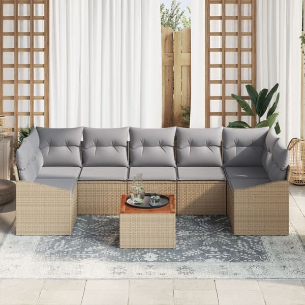 Trädgårdsoffset 8 pcs Beige och Ljusgrå konstrotting