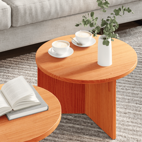 Kaffeebord 2 pcs Vaxbrun Massivt tallträ