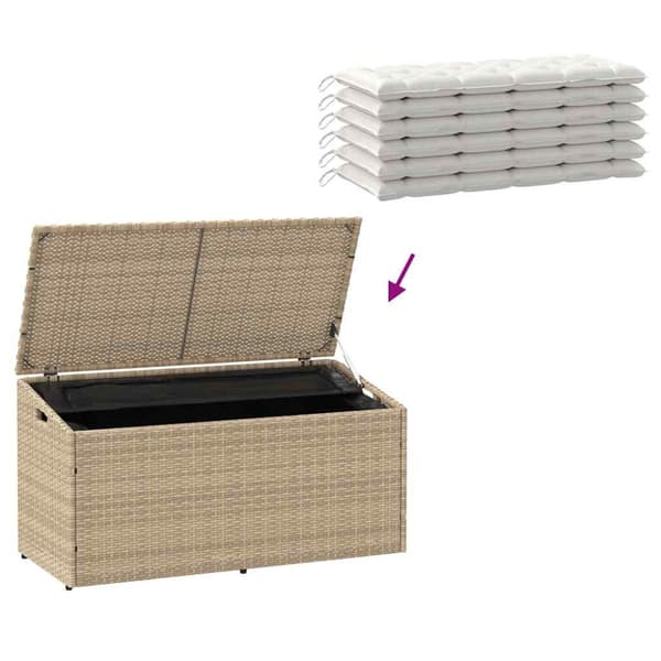 Förvaringslåda för trädgården beige 110x50x58 cm konstrotting