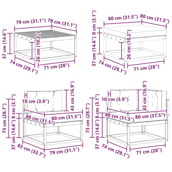Utomhussoffset 9 pcs Vit och antracit