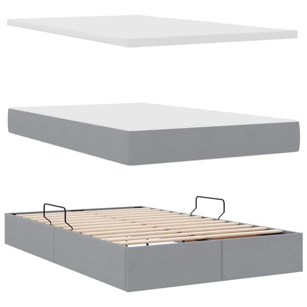 Förvaringssäng med madrass Ljusgrå 120 x 200 cm Polyester