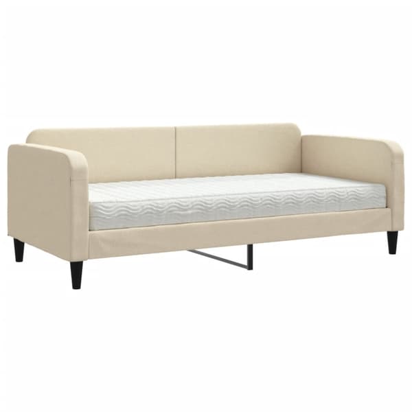 Dagbädd med madrass beige 90x200 cm tyg