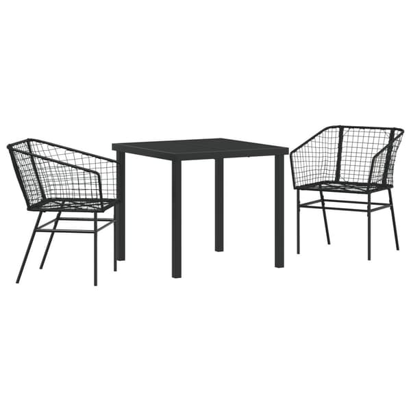Trädgårdsmöbelset 3 pcs Svart konstrotting