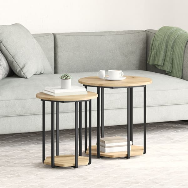 Sidobordsset med hylla 2 pcs Brun