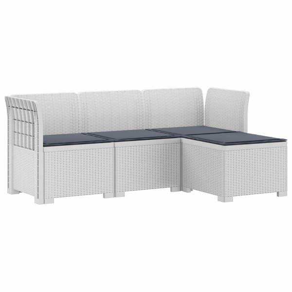4-sits Trädgårdsoffa med Kuddar Rattan Look PP Vit
