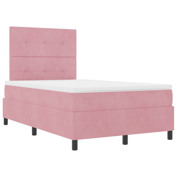 LED Box Säng med madrass Rosa 120 x 200 cm Sammet