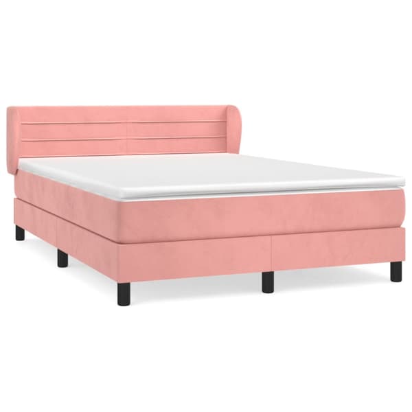 Ramsäng med madrass rosa 140x190 cm sammet