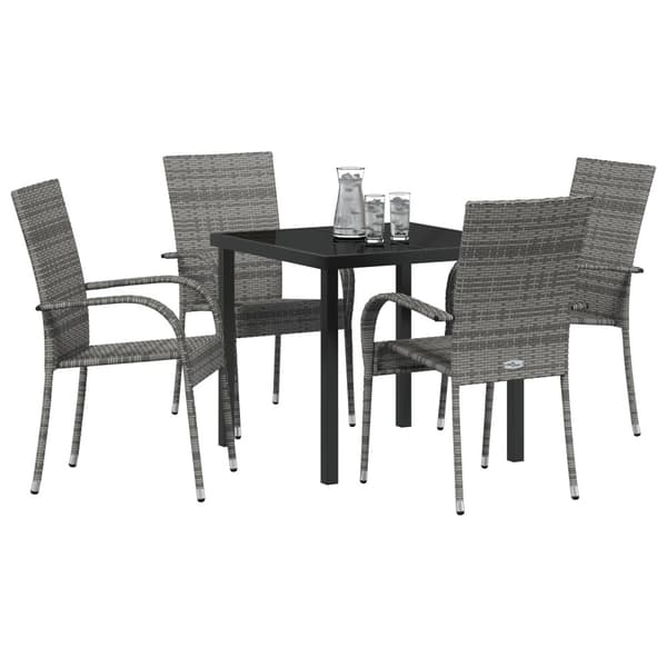 Trädgårdsmöbelset 5 pcs Grå Pulverlackerat stål