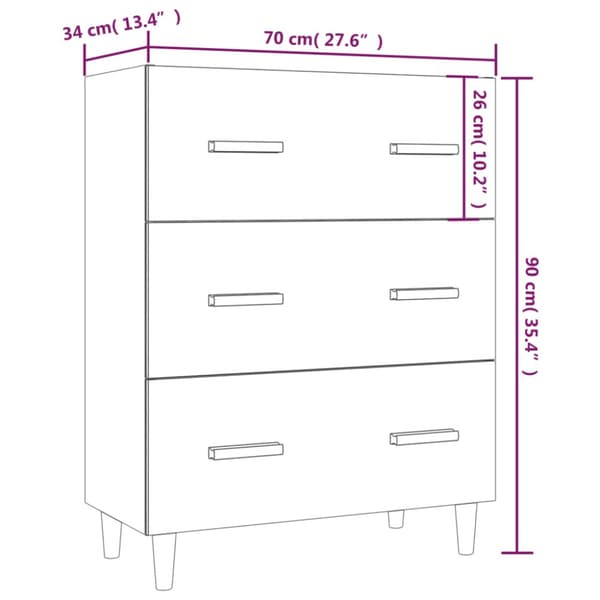 Skänk vit 70x34x90 cm konstruerat trä