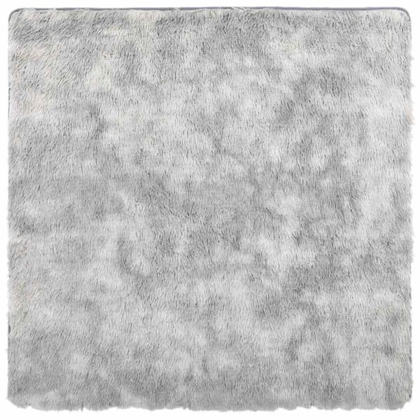 Ryamatta med lång lugg NAVARRA ljusgrå 120x120 cm polyester