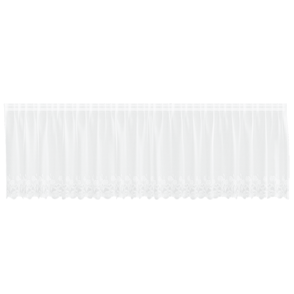 Spetsgardin med gardiner Blommor Vit 100 x 500 cm Polyester