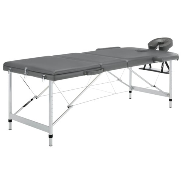 Massagebänk med 3 zoner aluminiumram antracit 186x68 cm