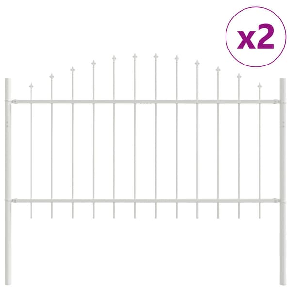Trädgårdsstängsel 2 pcs Vit 170 x 140 cm Pulverlackerat stål