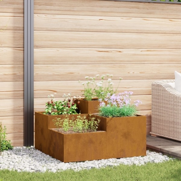 Planteringslåda för utomhusbruk 80x80x48cm väderbeständigt stål