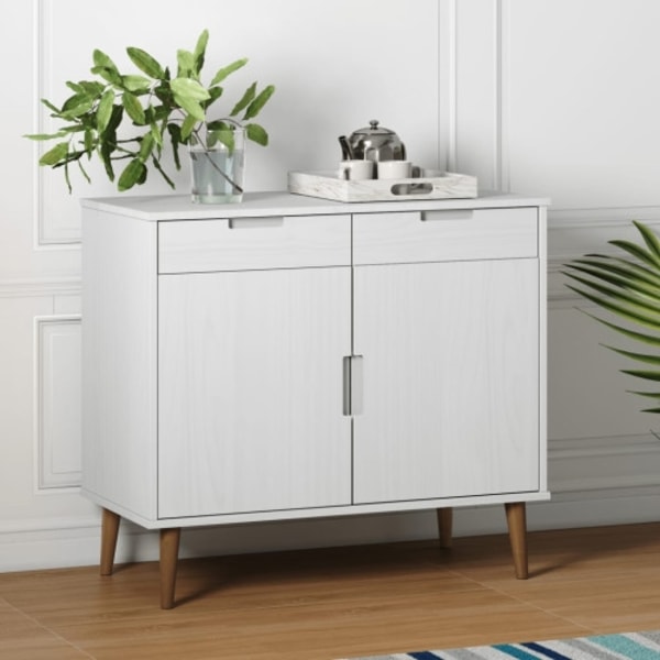 Skänk MOLDE vit 90x40x80 cm massiv furu
