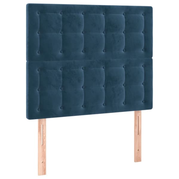 Sänggavel mörkblå 100x5x118/128 cm sammet
