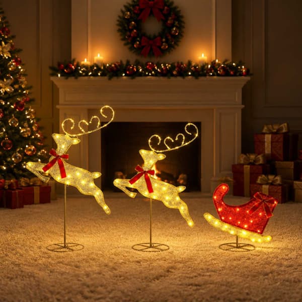Julren med släde 3 st 72 LED-lampor Varmvit