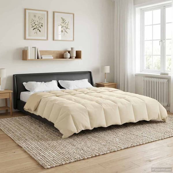 Vinter Täcke Quiltad Kräm 200 x 200 cm Mikrofiber