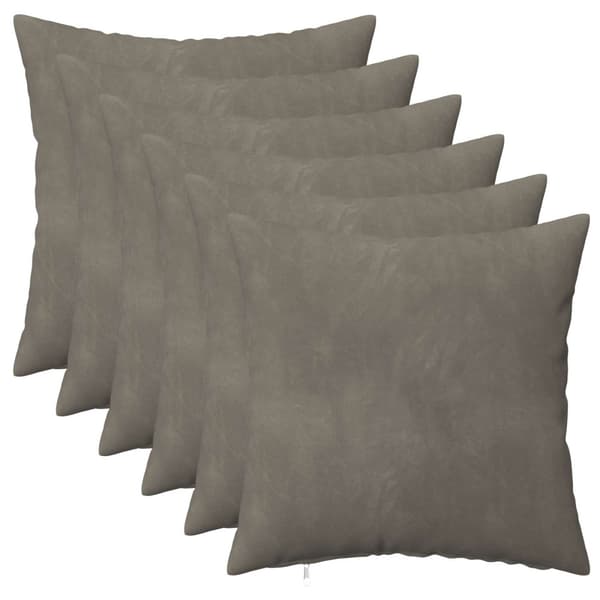 Kuddöverdrag 6 st HEERLEN Ljusgrå 45 x 45 cm Sammet