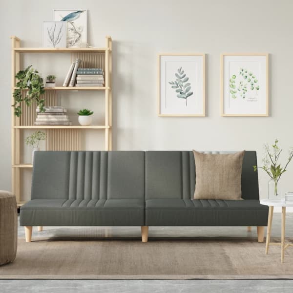Bäddsoffa mörkgrå tyg